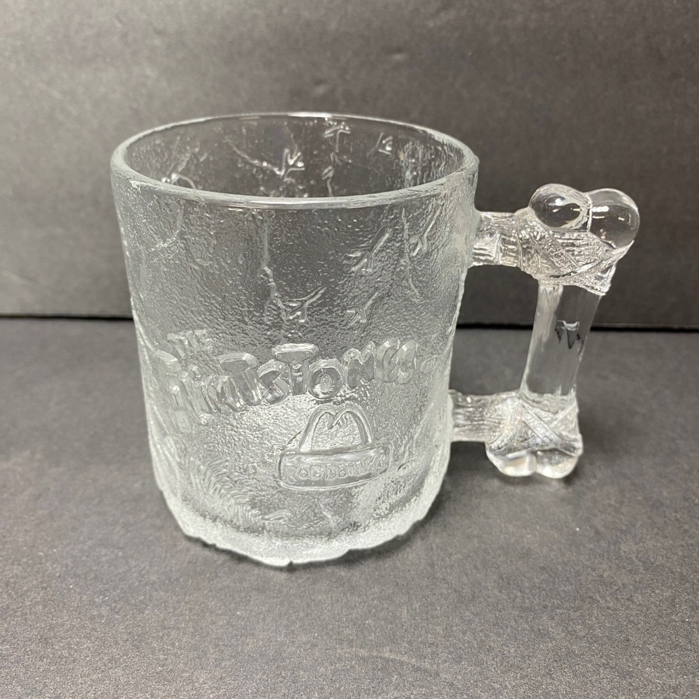 VTG McDonald's Flintstones Pre-Dawn Clear Glass Mug Novelty Collectible